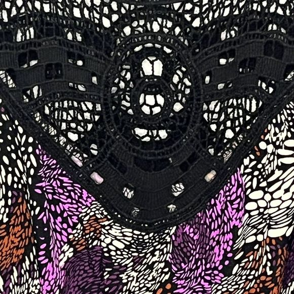 Speechless Womens Tank Top Sleeveless Crochet Purple Black Boho Print Large VGC - Picture 2 of 9